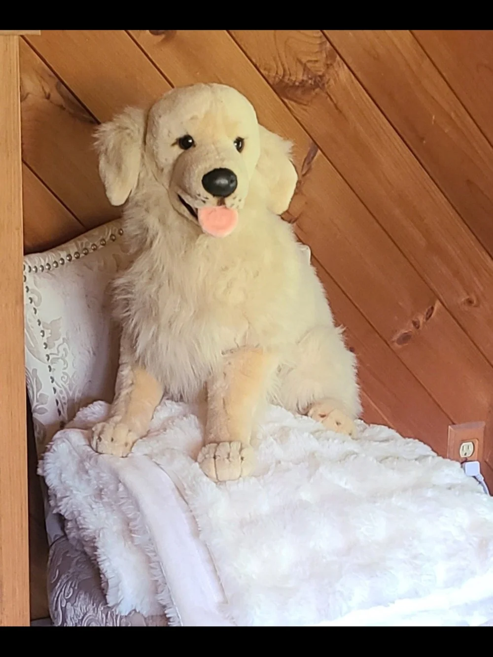 Cream Plush Golden Retriever Dog Toy - Soft Sit-Along Companion